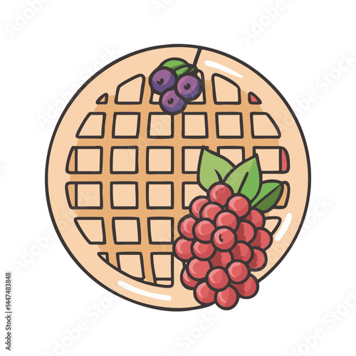 Delicious waffle with fresh berries breakfast food sweet dessert pastry baked treat tasty brunch waffle food