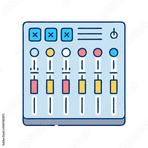 Audio mixer sound control panel console dj music studio equipment technology soundboard mixing board device