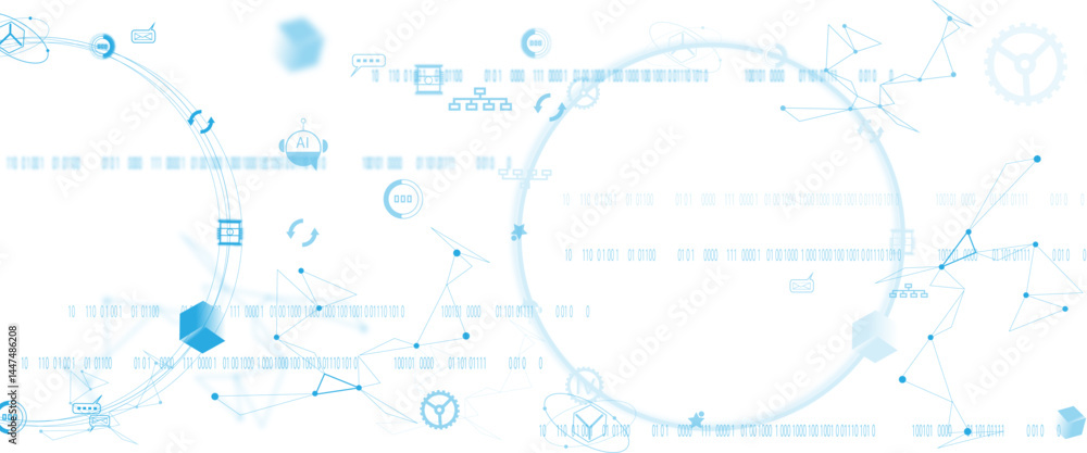 Obraz premium Digital neural network and AI icons. Isolated on white background. concept of artificial intelligence and technology connection