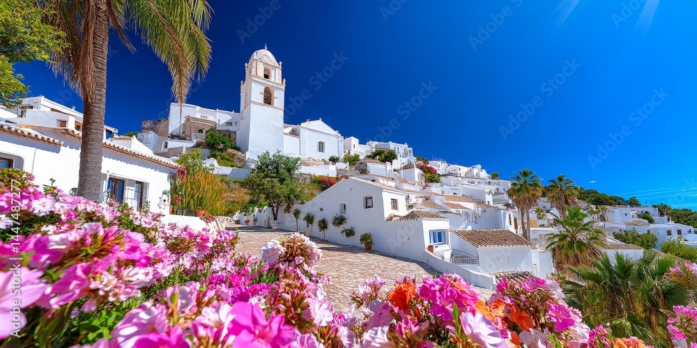 Fototapeta premium Sammer Sunset Over Whitewashed Buildings