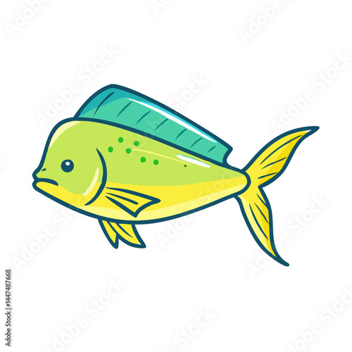 Mahi mahi fish vector illustration, cartoon fish, sea life, ocean fish, dorado fish, marine life