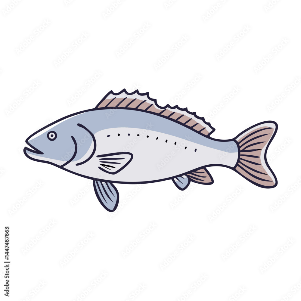 Fototapeta premium Illustration of a fish aquatic animal swimming in the sea ocean river lake pond fishing wildlife creature