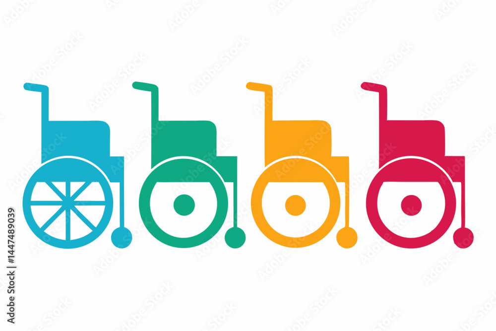 set of Wheelchair icon silhouette vector illustration set of Wheelchair icon silhouette vector illustration