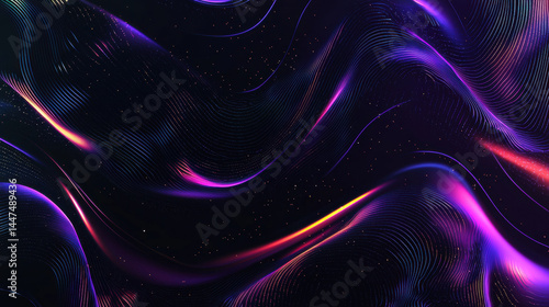 Sleek futuristic waves in vibrant colors on black background