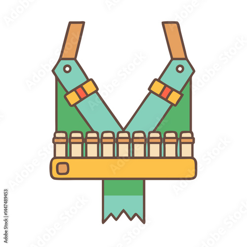 Illustration of a bandolier ammunition belt for carrying bullets and cartridges in a tactical way