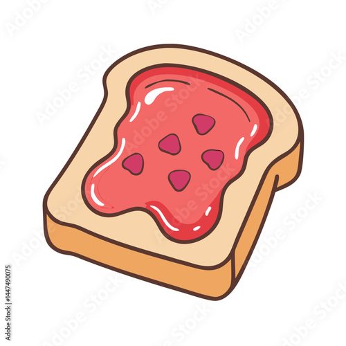 Illustration of bread toast with strawberry jam breakfast food sweet snack delicious treat yummy dessert
