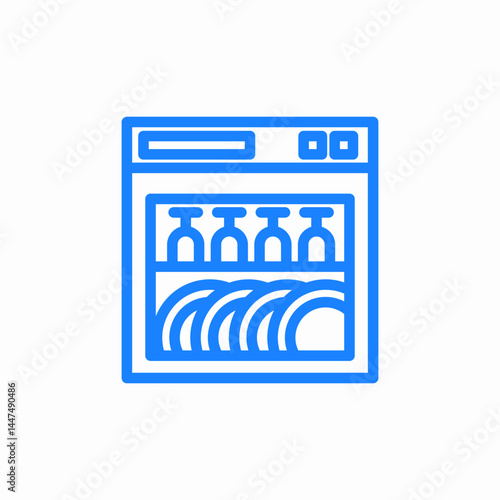 dishwasher glasses plates icon sign vector