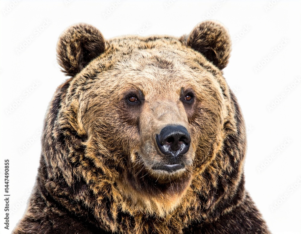 Portrait of a brown bear on a white background. Portrait of a brown bear on a white background.