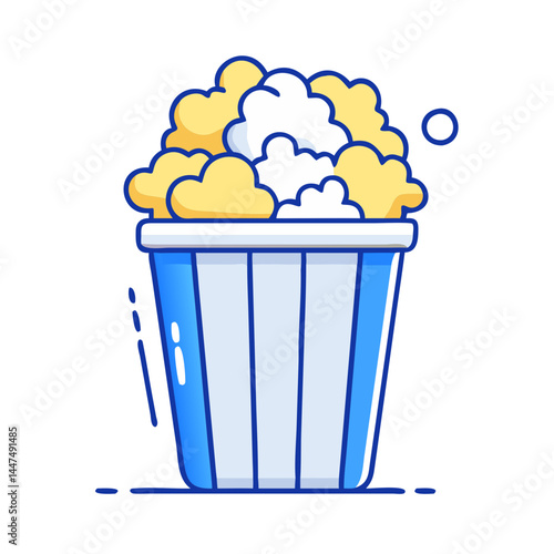 Illustration of popcorn bucket snack food cinema movie theater treat kernel snack delicious