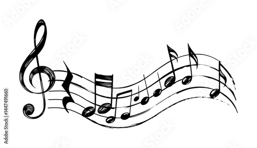 sketch drawing - musical scale, notes and clef (artwork 1)