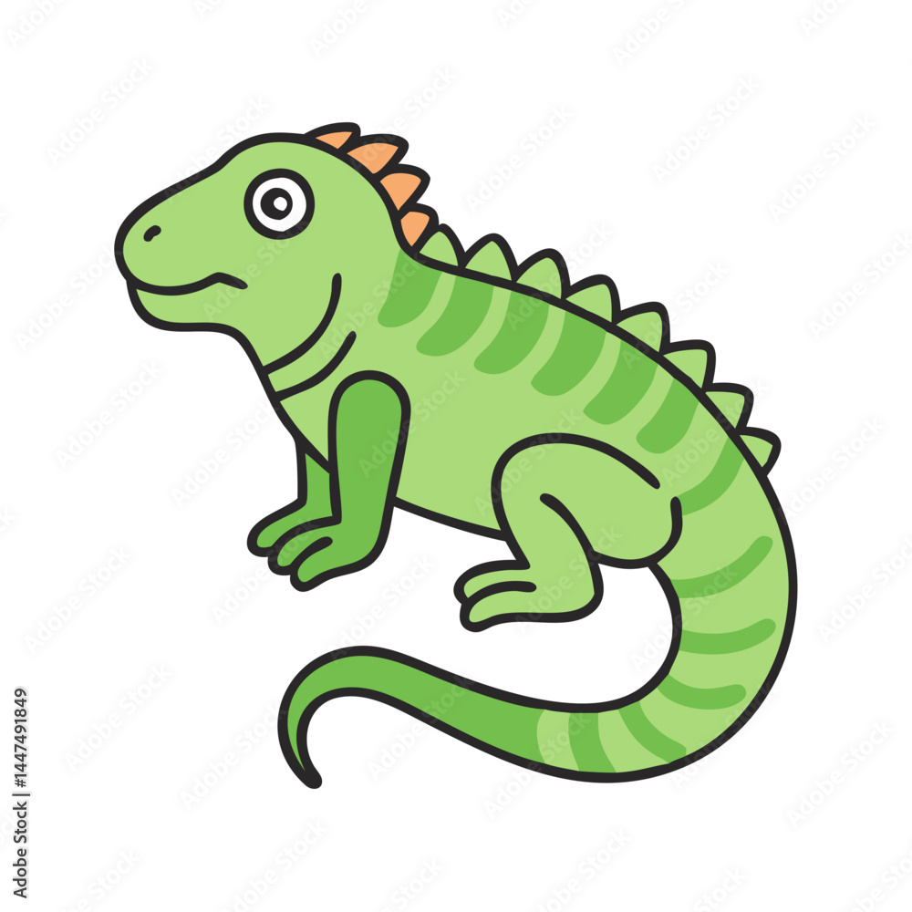Illustration of a green iguana reptile lizard cartoon animal drawing vector image graphic design art Illustration of a green iguana reptile lizard cartoon animal drawing vector image graphic design art