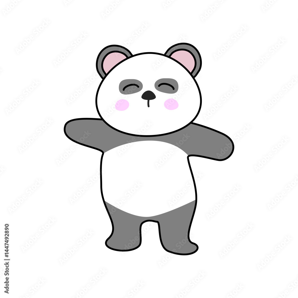 Obraz premium Cute panda on white background.