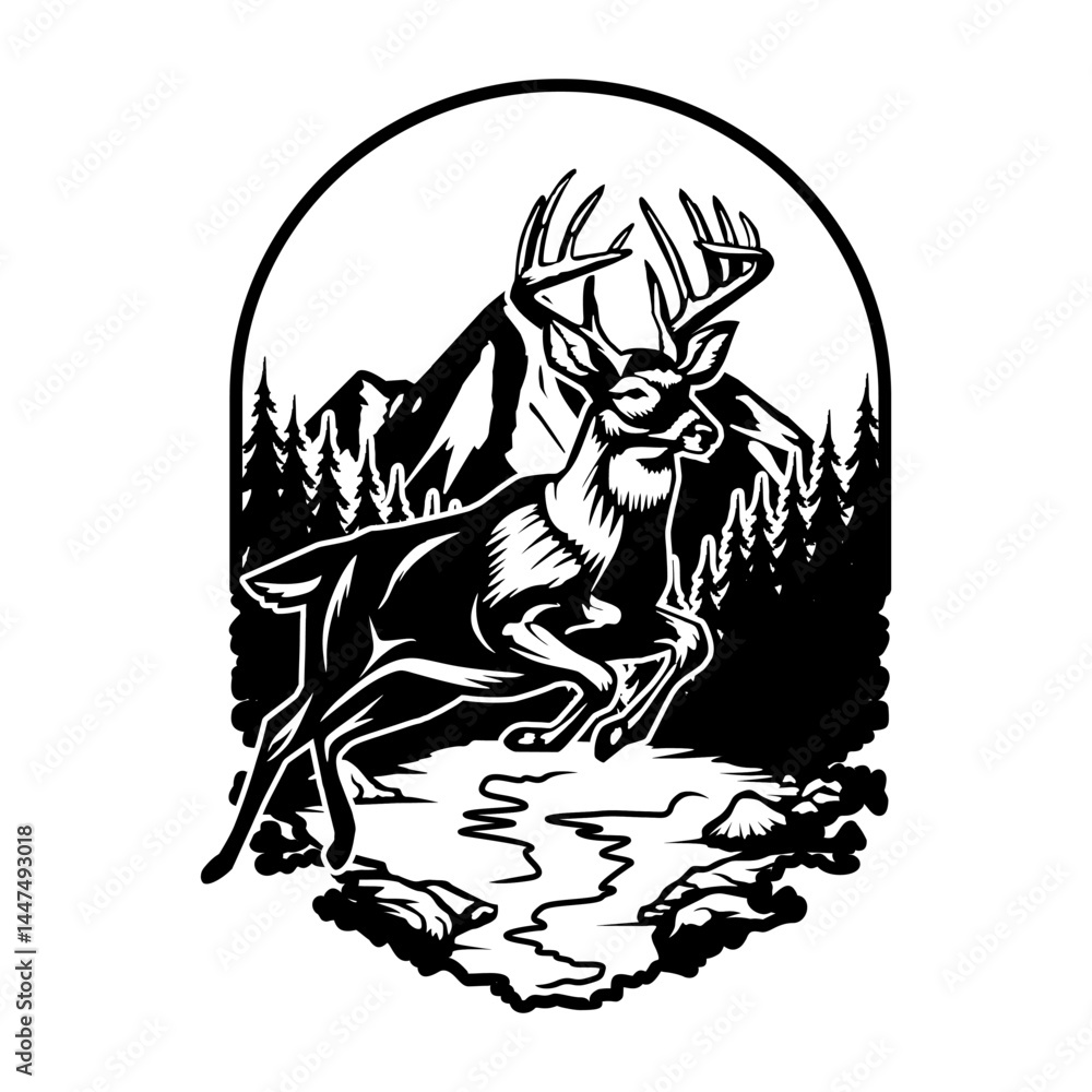 Fototapeta premium deer hunting illustration logo vector image t shirt