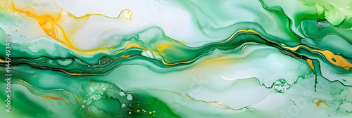 Wallpaper Mural Green Gold Abstract Fluid Art Torontodigital.ca