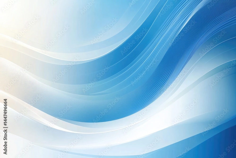 Fototapeta premium Abstract Background of Elegant Blue Wavy Lines and Smooth Gradient Shades Pattern