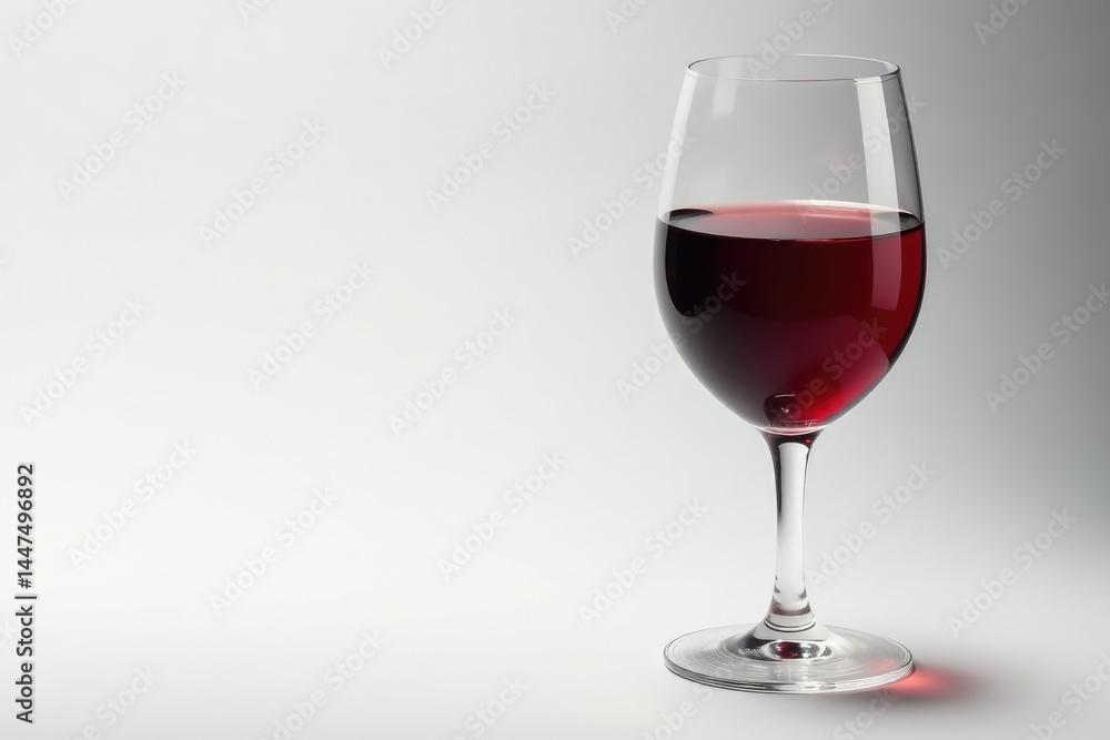Single glass of red wine against bright white, color, food photography, wine tasting Single glass of red wine against bright white, color, food photography, wine tasting