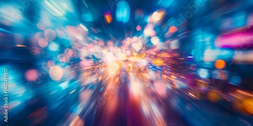 City Lights Blurred in Motion at Night