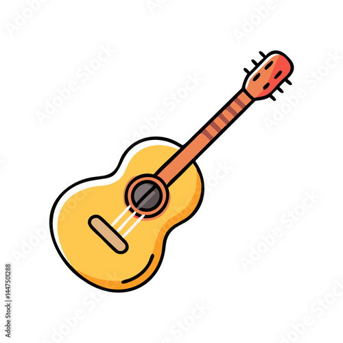 A delightful illustration of a classical acoustic guitar