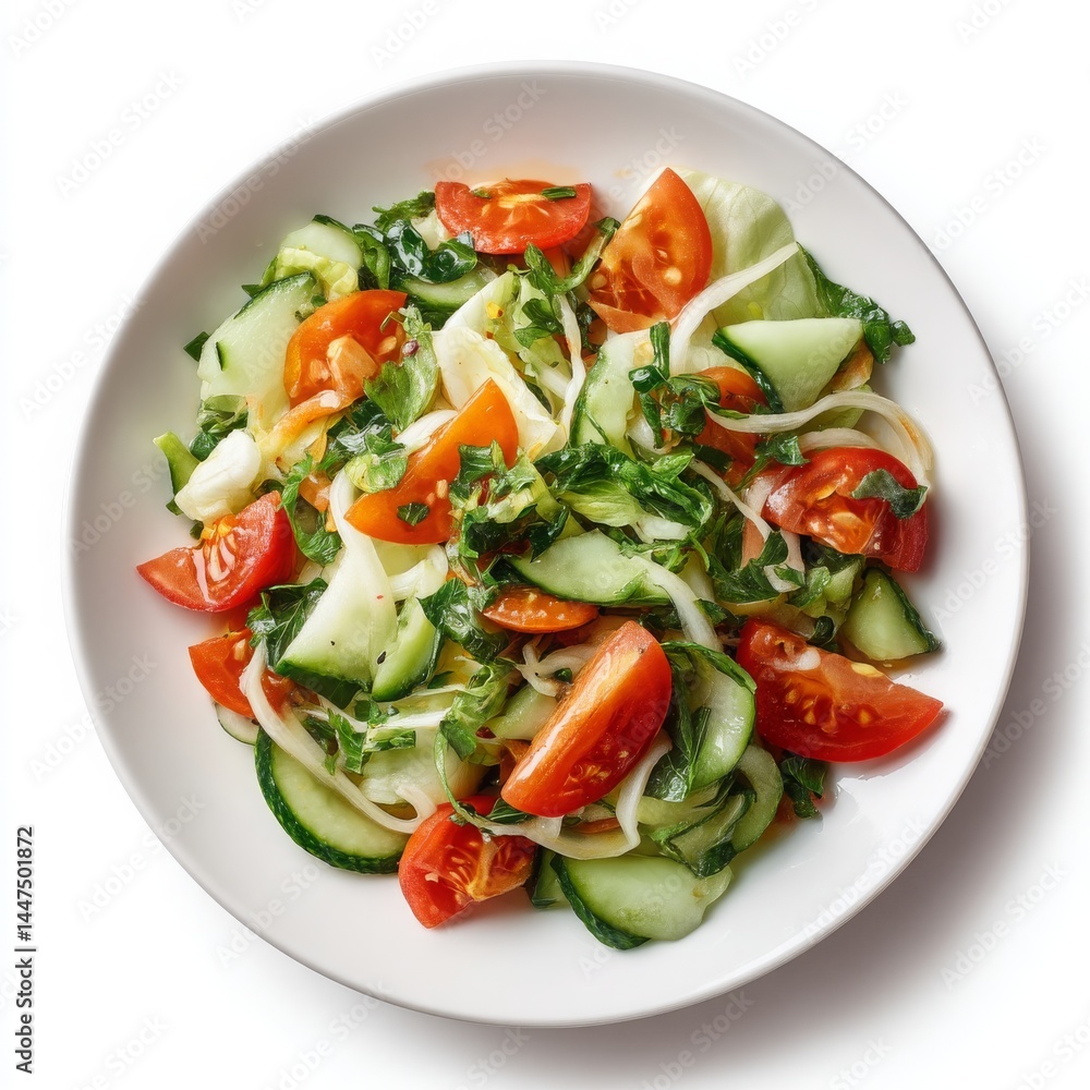 Fresh and Colorful Salad with Cucumber, Tomato, and Greens Fresh and Colorful Salad with Cucumber, Tomato, and Greens