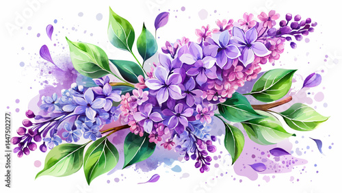 Watercolor lilacs dance softly across the page.
Elegant brushstrokes highlight the floral grace.
White space gives each bloom its peaceful stage.
Great for botanical clipart and wedding invitations.

