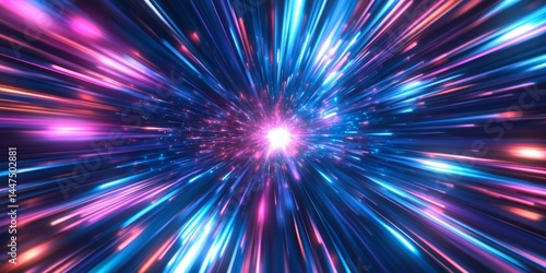 Obraz na płótnie Hyperspace Speed Lines - Futuristic Digital Art w salonie