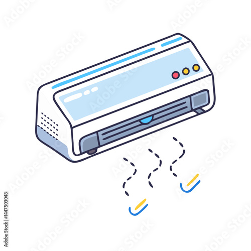 Modern Air Conditioner Unit Blowing Cool Air Efficient Climate Control Home Cooling System