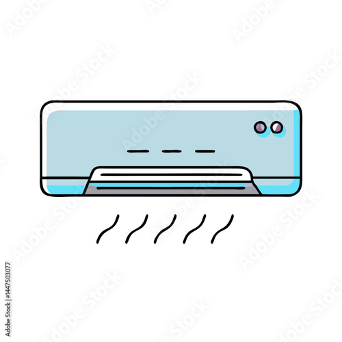 Modern Air Conditioner Unit Icon Illustration for Home Cooling System