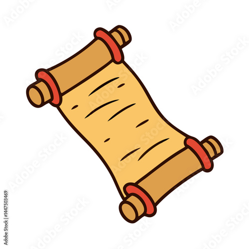 Ancient Papyrus Scroll Illustration Cartoon Style Document History Artifact