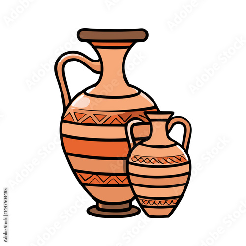 Ancient Greek Pottery Amphorae Pair Illustration