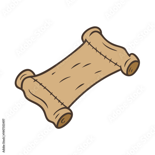 Ancient Rolled Papyrus Scroll Illustration Cartoon Style