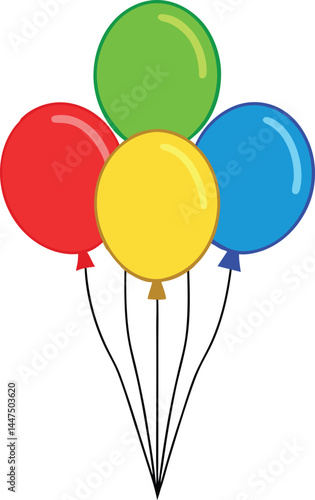 Vector illustration of four colorful balloons red yellow green blue for celebrations and special occasions