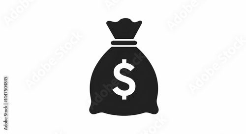 Money Bag Icon with Dollar Sign Illustration