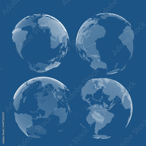 Vector illustration concept of digital technology, global network. Space development.