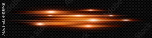 Dynamic horizontal red neon speed lines glowing brightly on a dark background. Abstract futuristic beams perfect for digital designs, technology, and UI elements. EPS vector illustration.