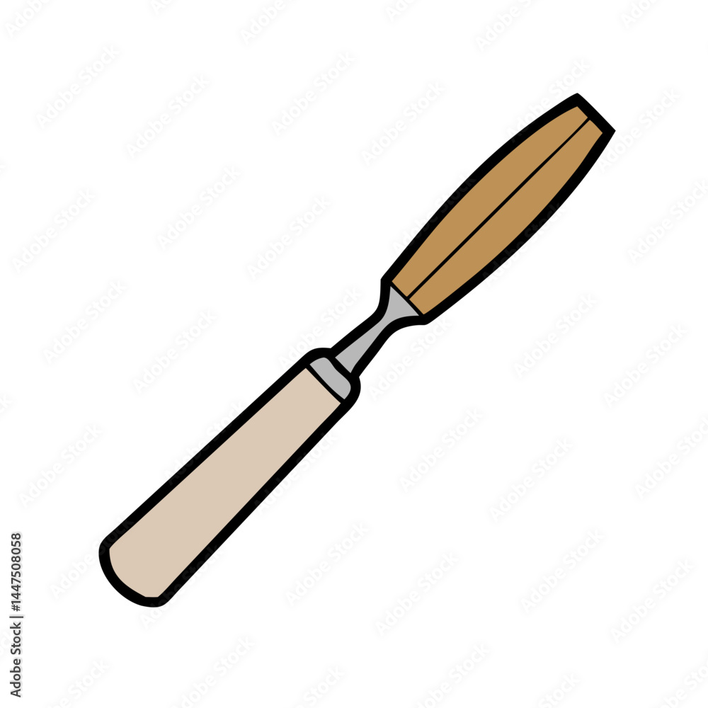 A Detailed Illustration of a Wood Carving Tool a Gouge Chisel for Woodworking Projects A Detailed Illustration of a Wood Carving Tool a Gouge Chisel for Woodworking Projects