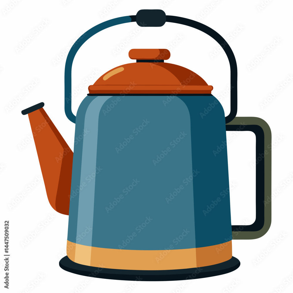 Fototapeta premium Traditional kettle with a spout and handle in vibrant colors 
