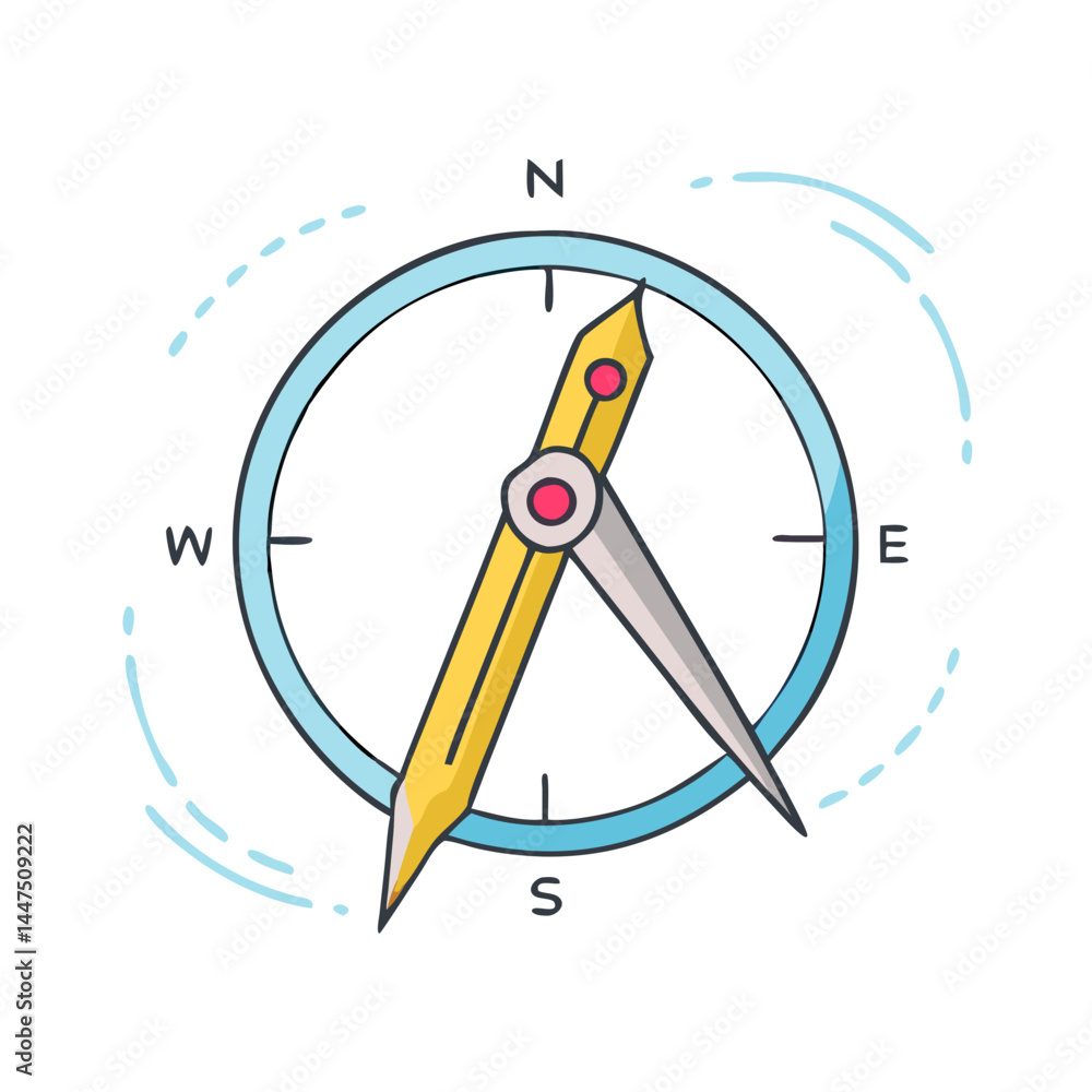 Compass Drawing Tool on a Compass Rose Navigation Graphic Design Compass Drawing Tool on a Compass Rose Navigation Graphic Design