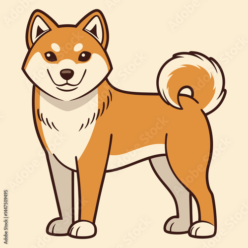 Cute shiba inu dog cartoon illustration japanese breed isolated on light background