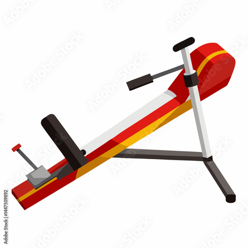 Rowing Machine in Modern Design with Red and Yellow Accents  