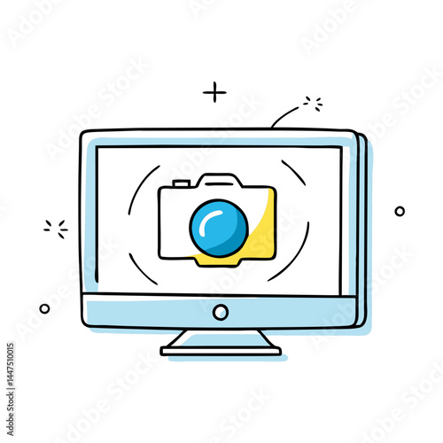 Computer Screen Displaying a Camera Icon Digital Photography Image Editing Software