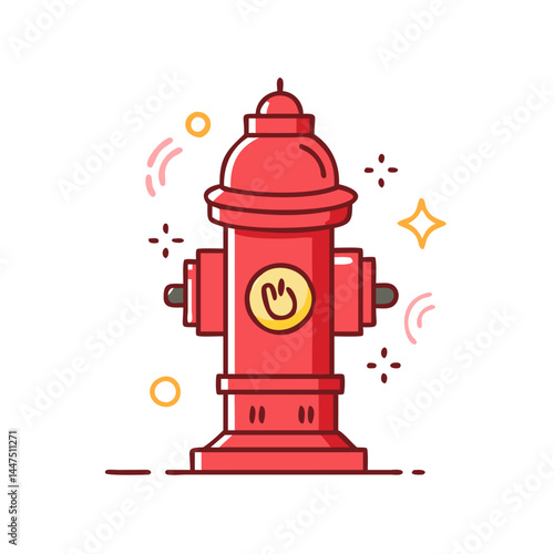 Wallpaper Mural A Vibrant Illustration of a Red Fire Hydrant with Decorative Elements Torontodigital.ca
