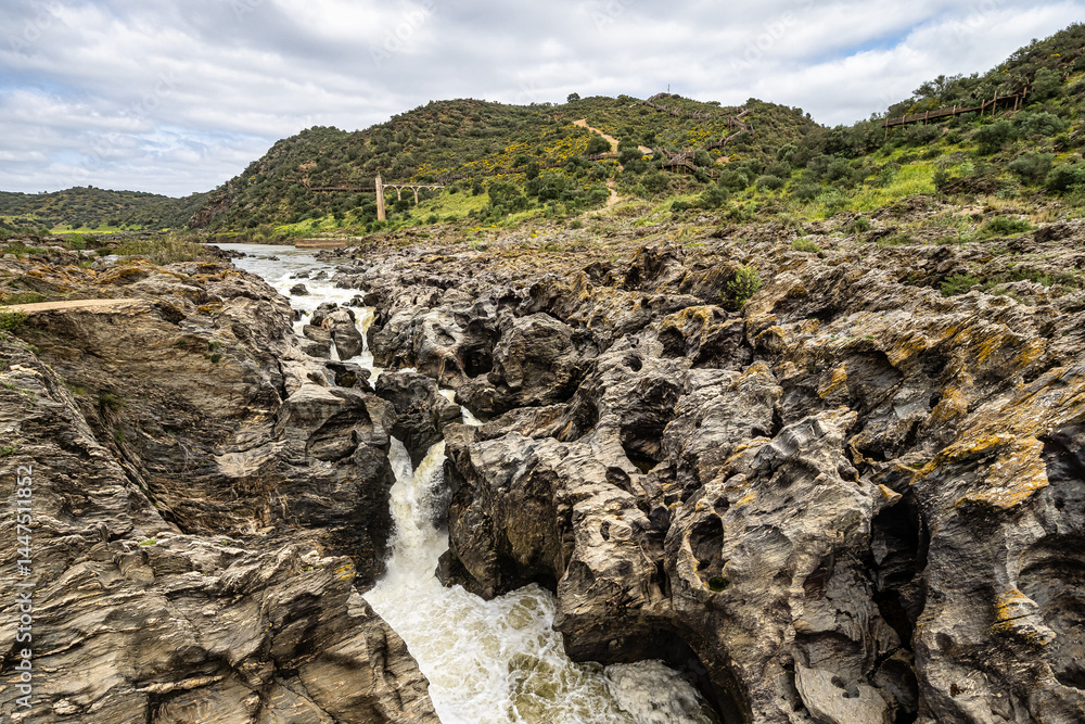 The Leap of the wolf, Pulo do Lobo waterfall in the Guadiana Valley Natural Park at Mertola, Portugal