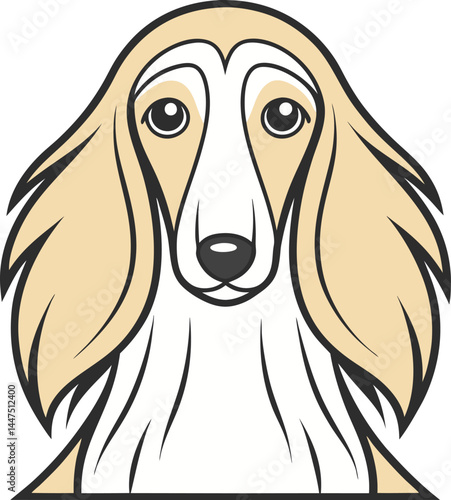 Afghan hound portrait vector illustration cute dog breed flat design
