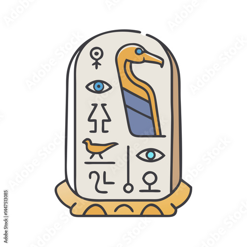 Ancient Egyptian Bird Tyet Amulet with Hieroglyphs and Symbols