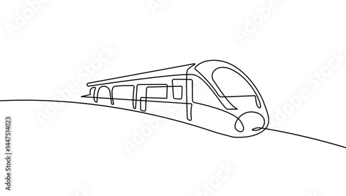 Train Continuous One Line Drawing. Modern Transport Simple Line Art Template. Train City Transport Vector Illustration Minimalist Style.