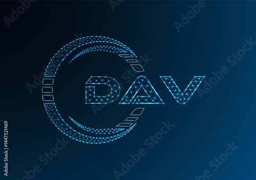 DAV low poly letter logo vector design. DAV lower poly logo design.
