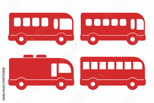 set of Bus  icon silhouette vector illustration