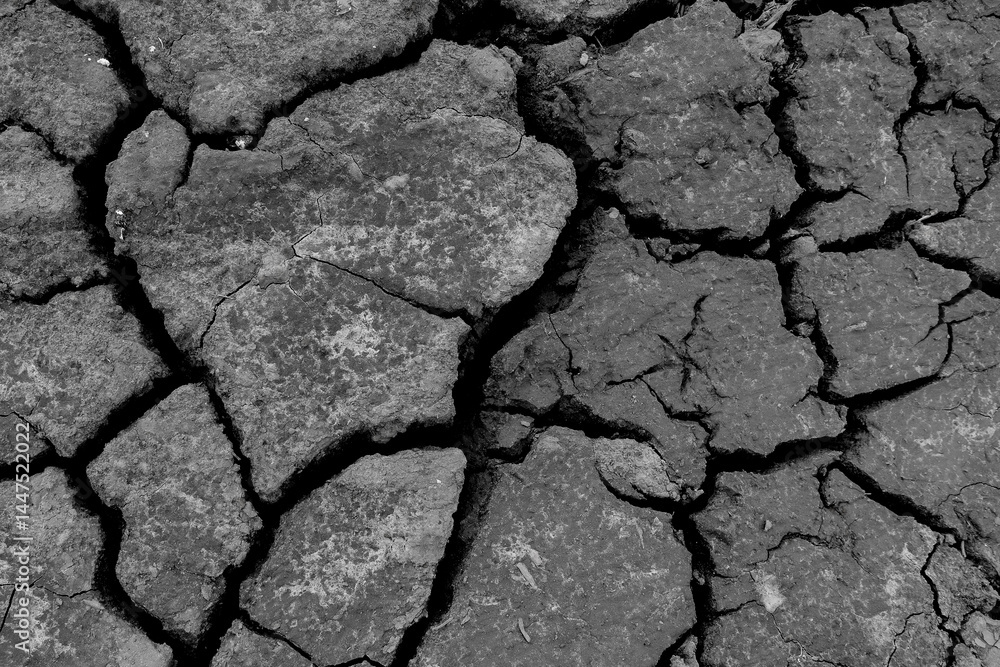 Fototapeta premium Wall texture soil dry crack pattern of drought lack of water of nature brown old broken background.