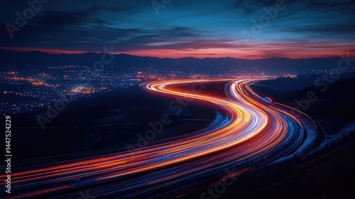 Vibrant Night Highway Long Exposure