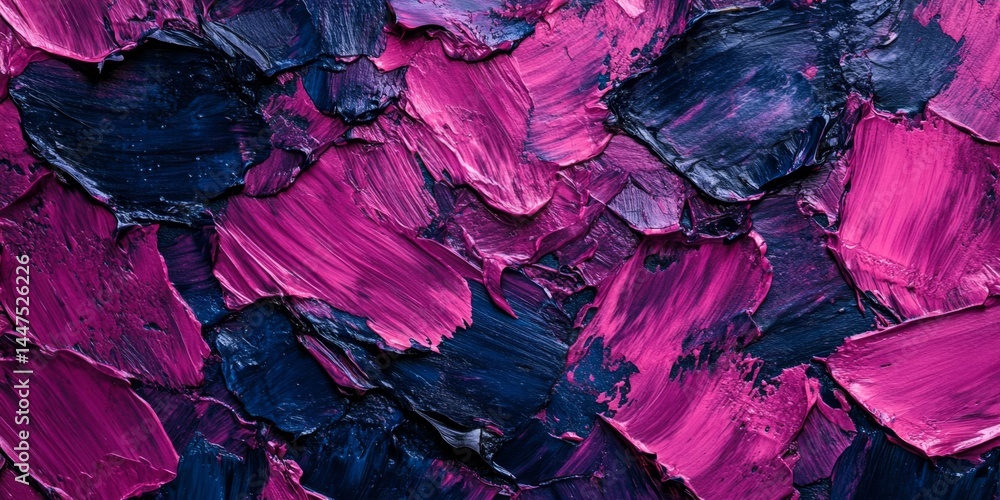 Bold Abstract Painting with Pink and Blue